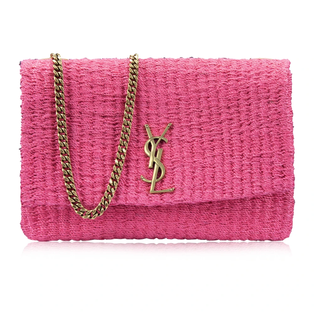 Saint Laurent Crossbody tas van natuurlijke vezels met verstelbare band Pink Dames