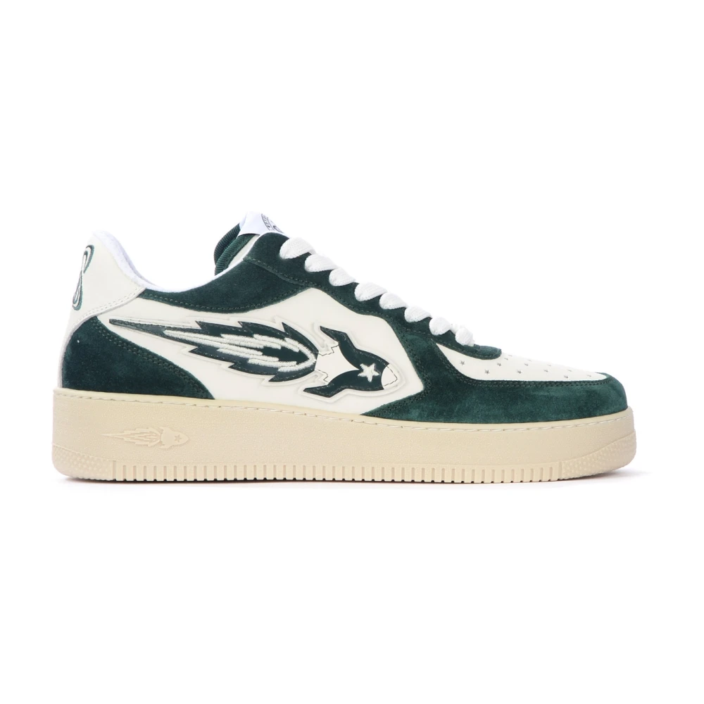 Enterprise Japan New Drop Beige en Groene Leren Sneakers Green Heren