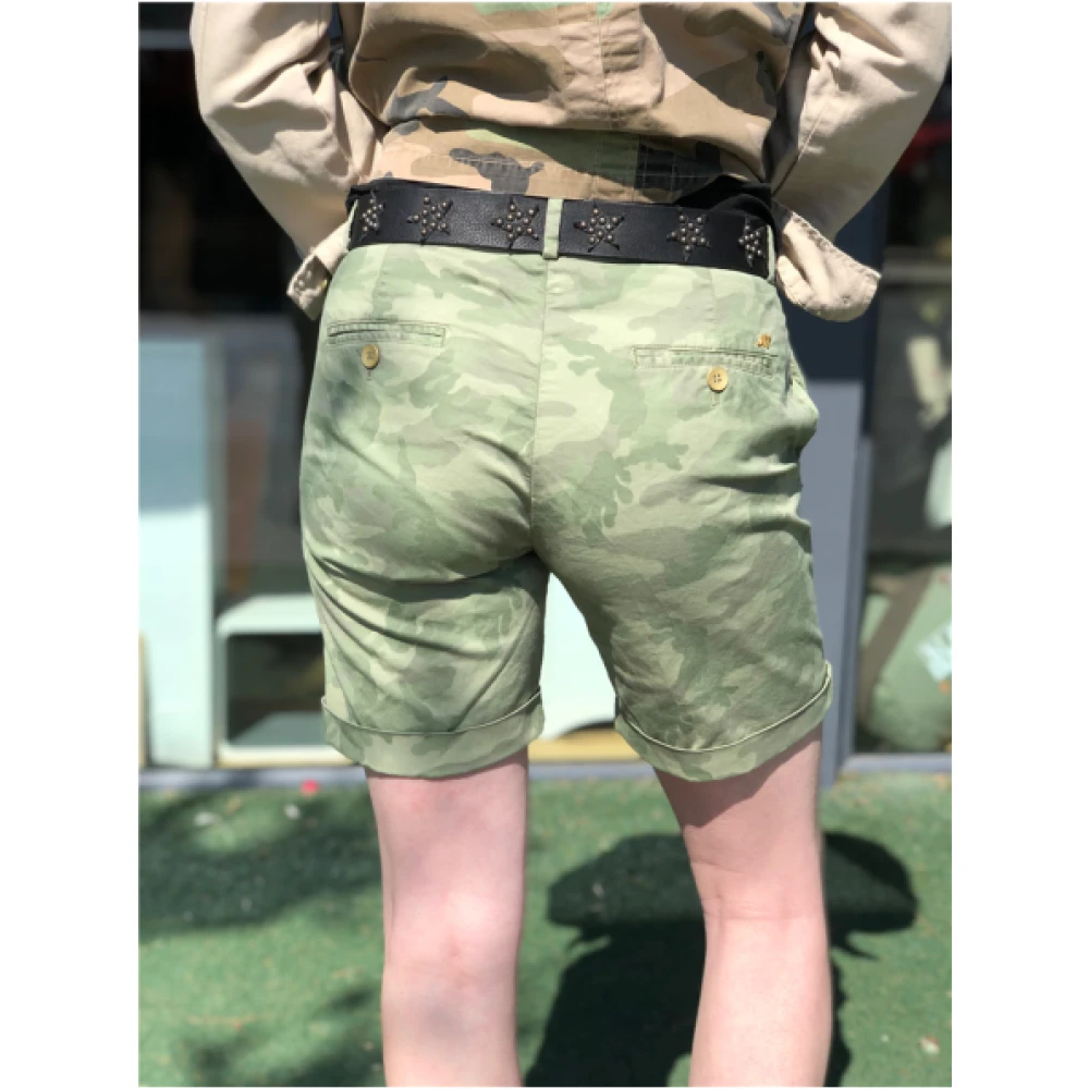 Mason's Camouflage Bermuda Shorts met decoratieve studs Green Dames