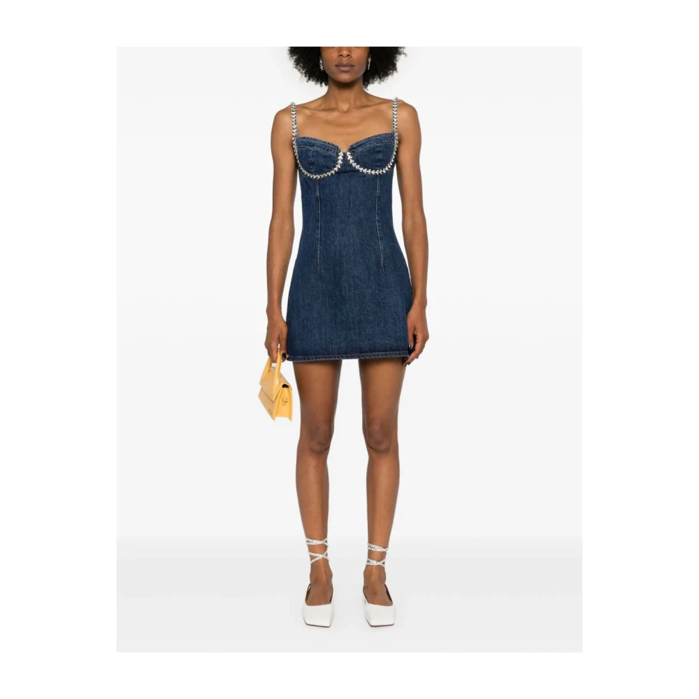 Self Portrait Blauwe Mini Jurk met Diamanté Trims Blue Dames