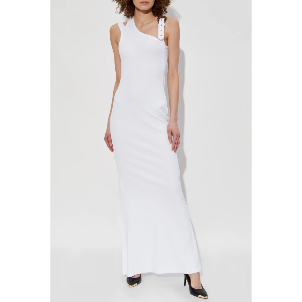 Versace Jeans Couture Geribbelde bandjurk White Dames