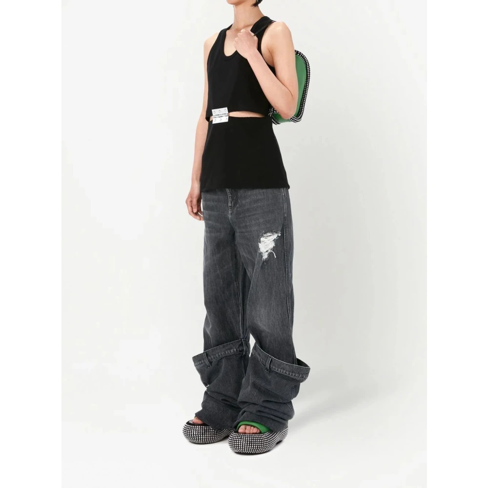 JW Anderson Houtskoolgrijze Distressed Bucket Jeans Gray Dames