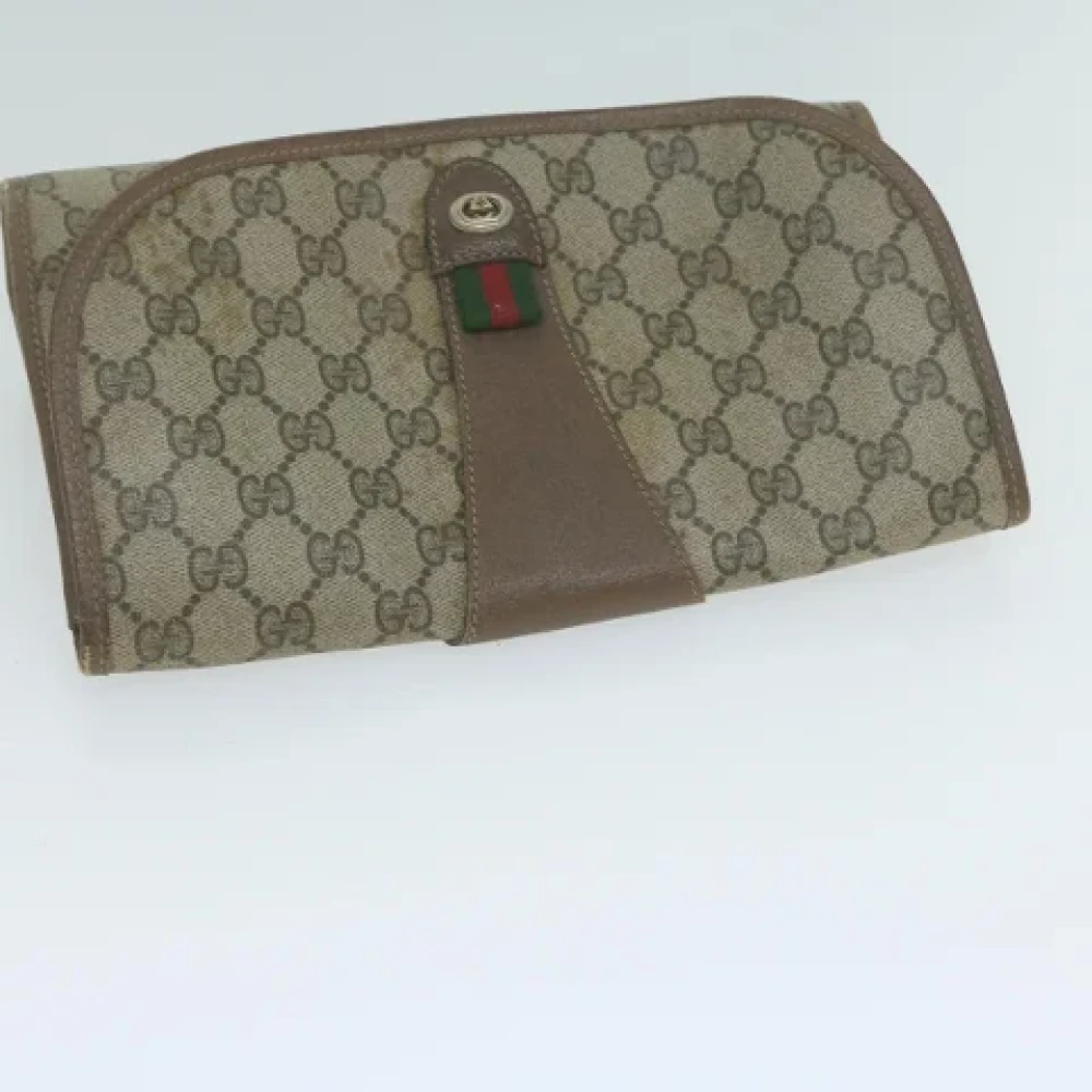 Gucci Vintage Pre-owned Leather clutches Beige Dames