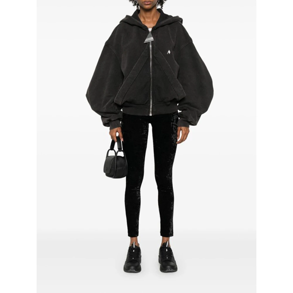Versace Jeans Couture Fluwelen Logo Taille Leggings Black Dames