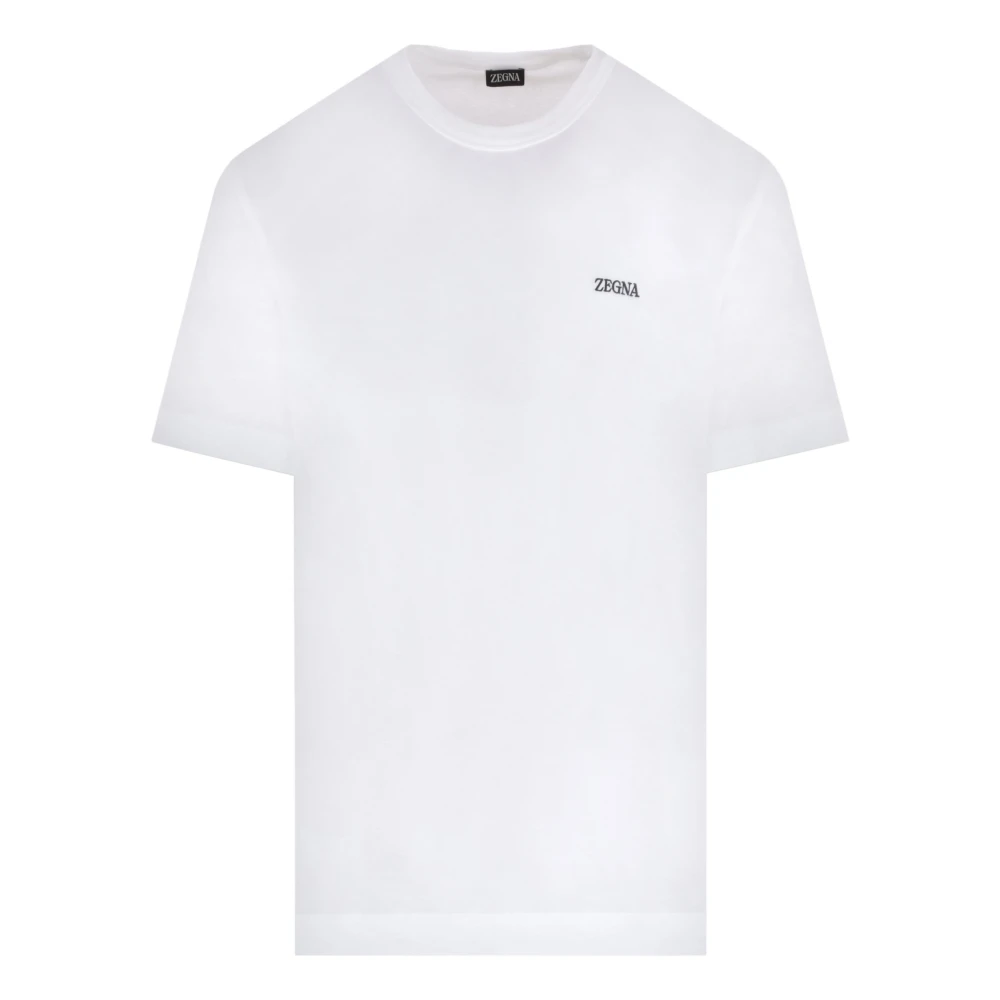 Ermenegildo Zegna Witte Katoenen Logo Geborduurde T-shirt White Heren