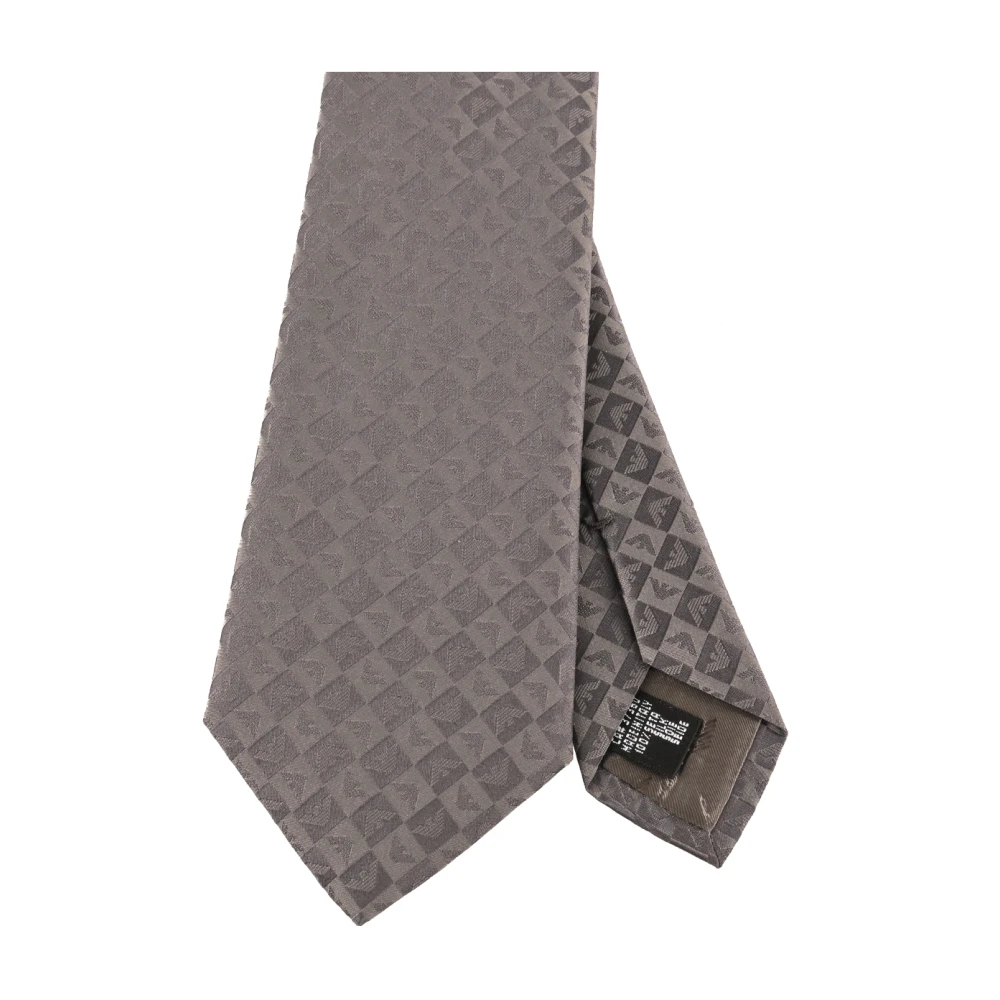 Emporio Armani Zijden Eagle Monogram Jacquard Stropdas Gray Heren