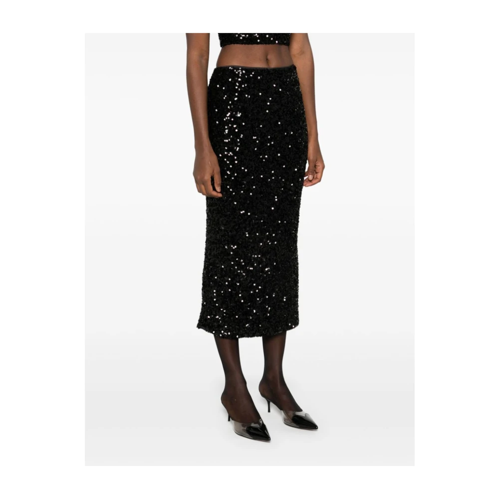 Rotate Birger Christensen Zwarte Pailletten Stretch Rok Black Dames