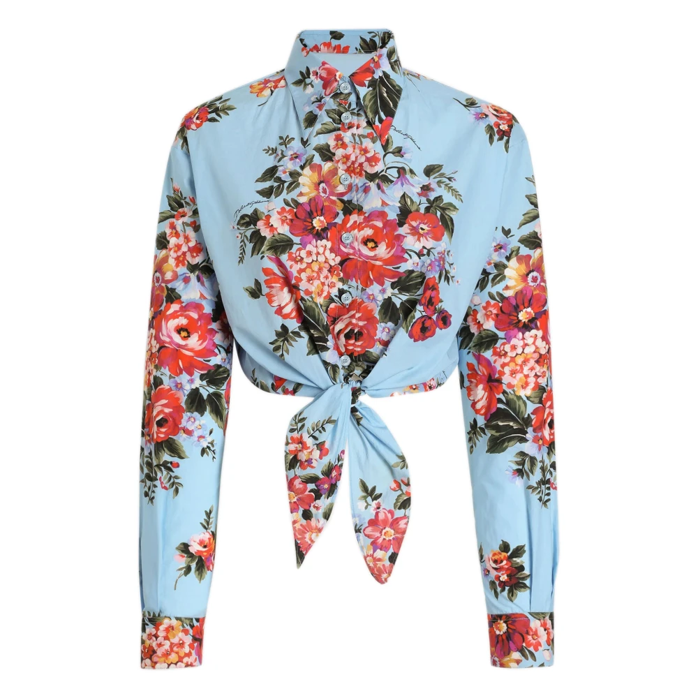 Dolce & Gabbana Multicolor Shirts, Female, M, Flower Bouquet-Print Cotton Shirt
