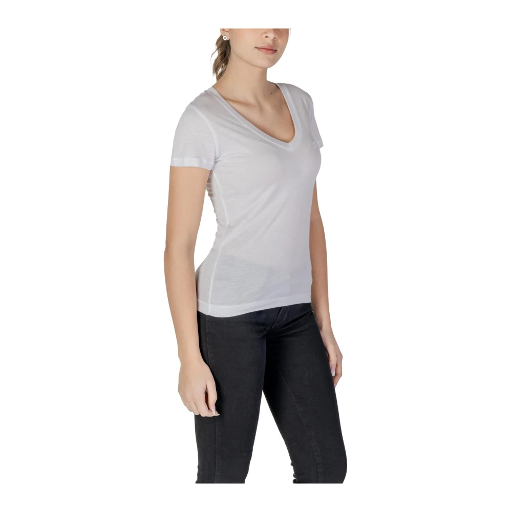 Guess Witte V-Hals Lyocell T-Shirt White Dames