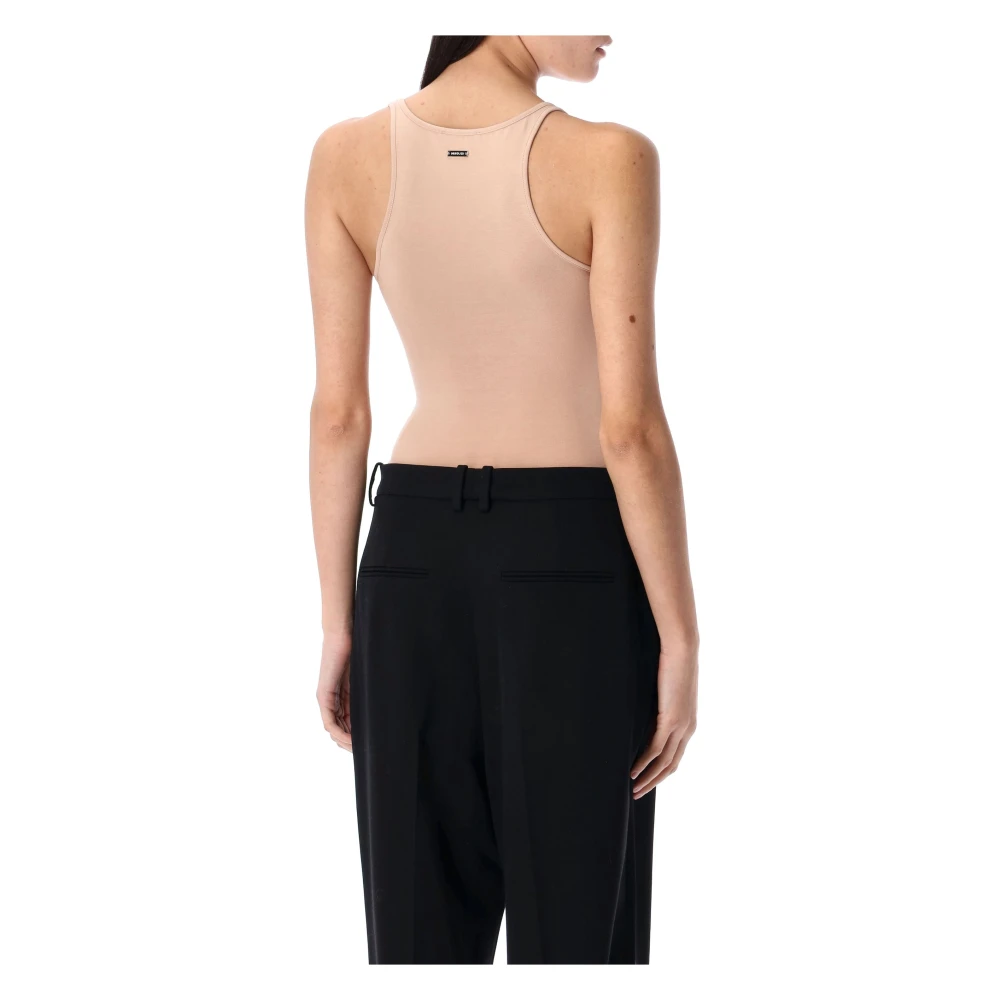 Mugler Beige Tanktop met Piercing Gespen Beige Dames