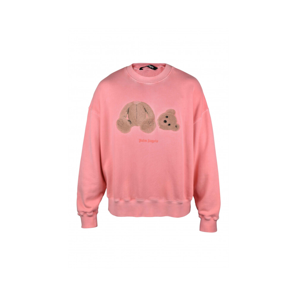 Sudadera Rosa de Algod n con Oso de Peluche en Relieve Palm Angels