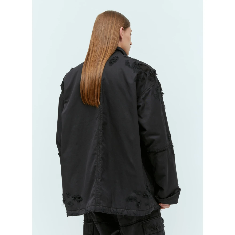 Diesel Verweerde Katoenen Twill Jas Black Heren