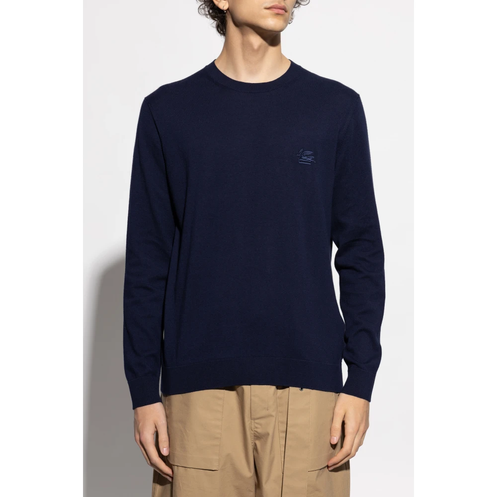 ETRO Katoenen trui met logo Blue Heren