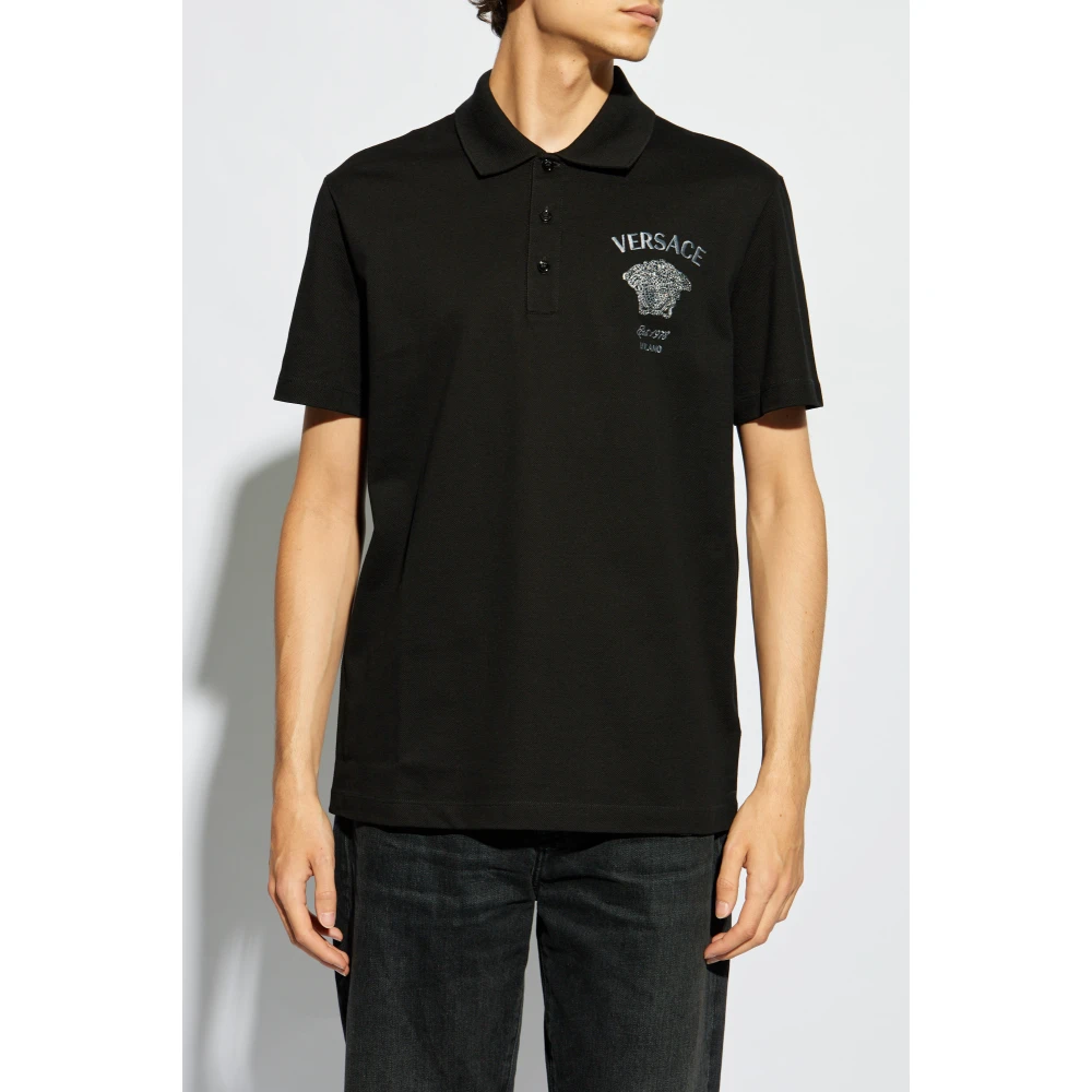 Versace Polo met logo Black Heren