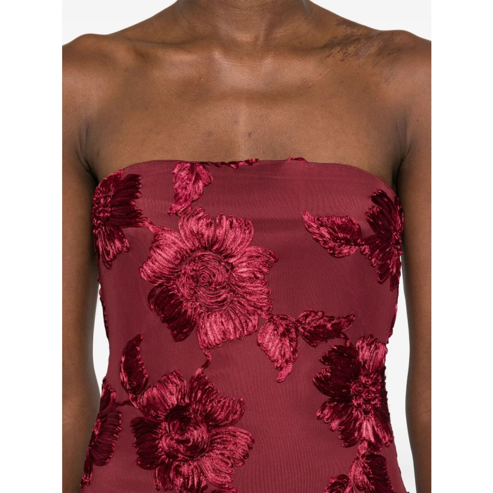 Rotate Birger Christensen Geborduurde Mesh Maxi Jurk Red Dames