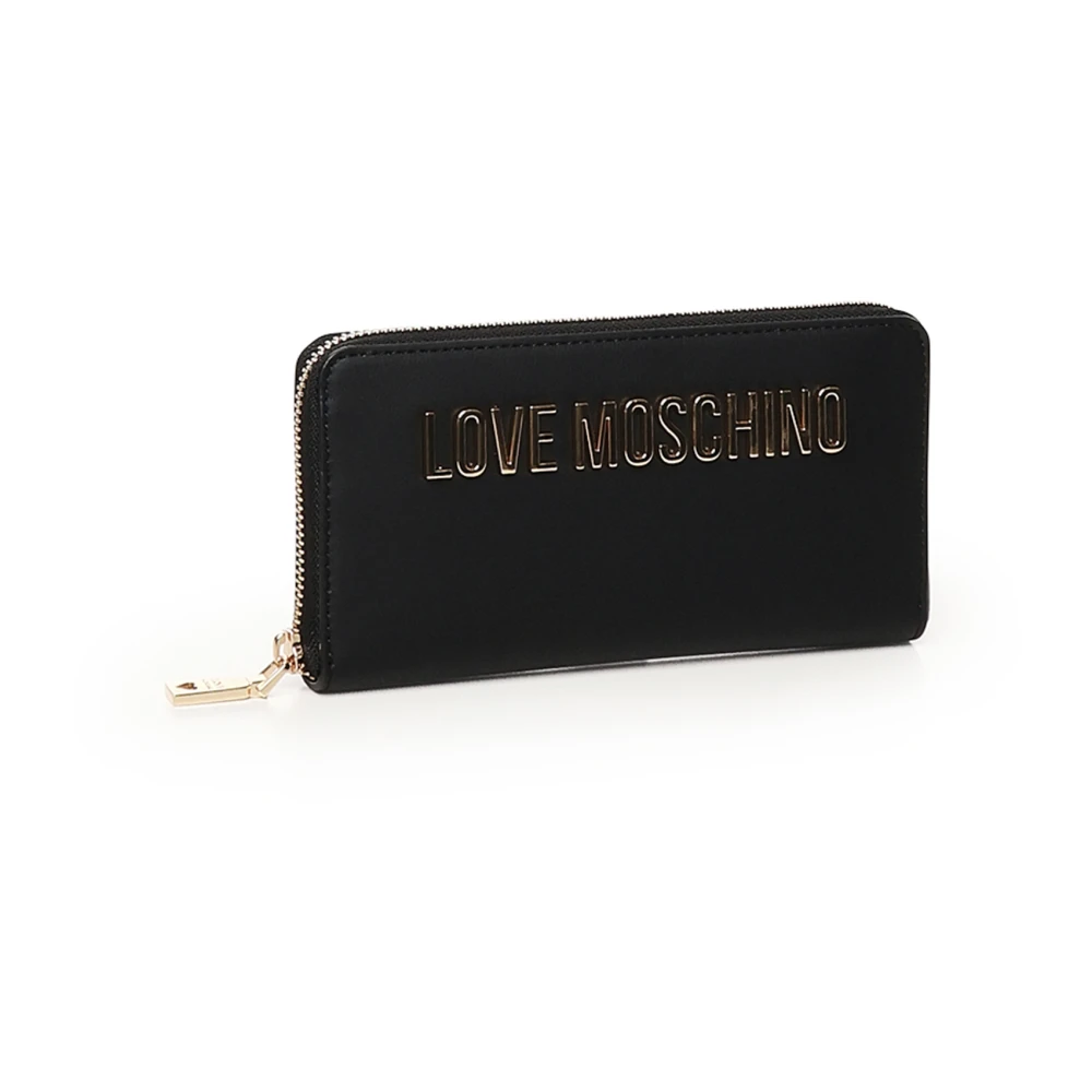 Love Moschino Zwarte Portemonnee met Gouden Logo Black Dames