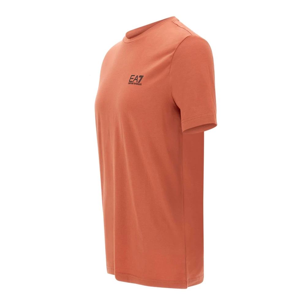 Emporio Armani EA7 Oranje Stretch Katoenen T-shirt met Logo Orange Heren