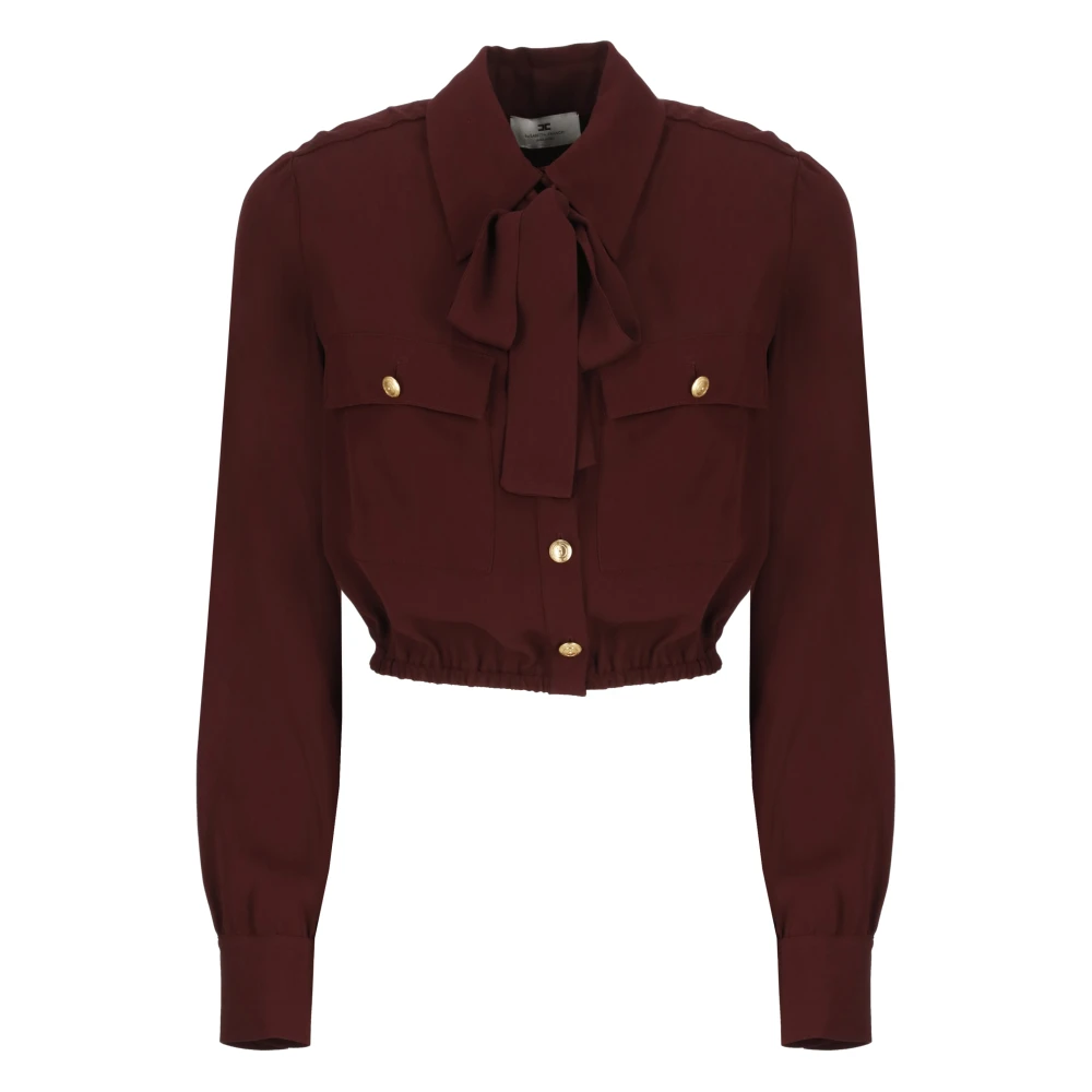 Elisabetta Franchi Bordeaux Viscose Cropshirt met Sjaal Red Dames