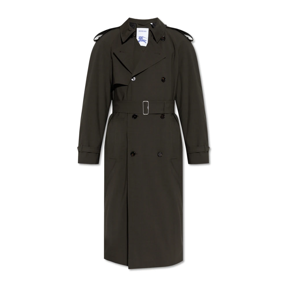 Burberry Dubbelknäppt trenchcoat med bälte Green, Herr