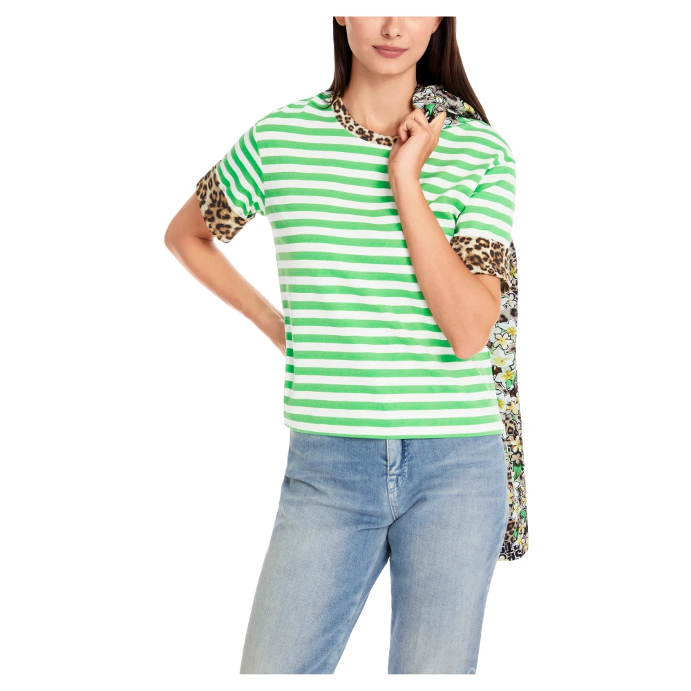 Marc Cain Gestreept T-shirt met 3 4-mouw Green Dames