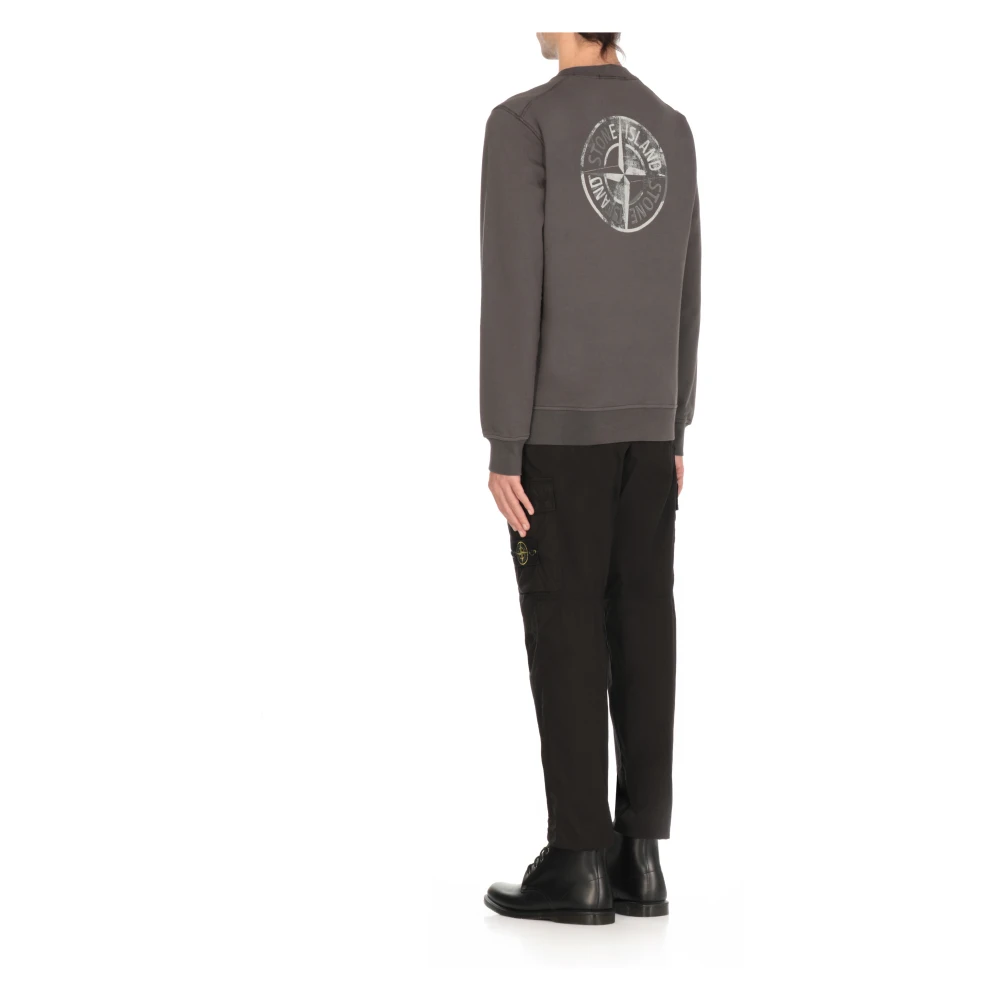 Stone Island Grijze Katoenen Sweatshirt met Logoprint Gray Heren
