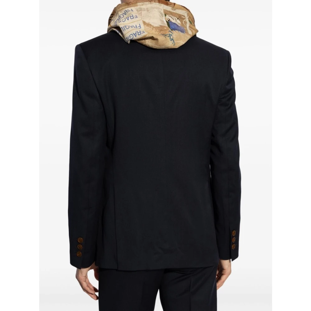 Vivienne Westwood Blauwe Wol Peak Revers Jas Blue Heren