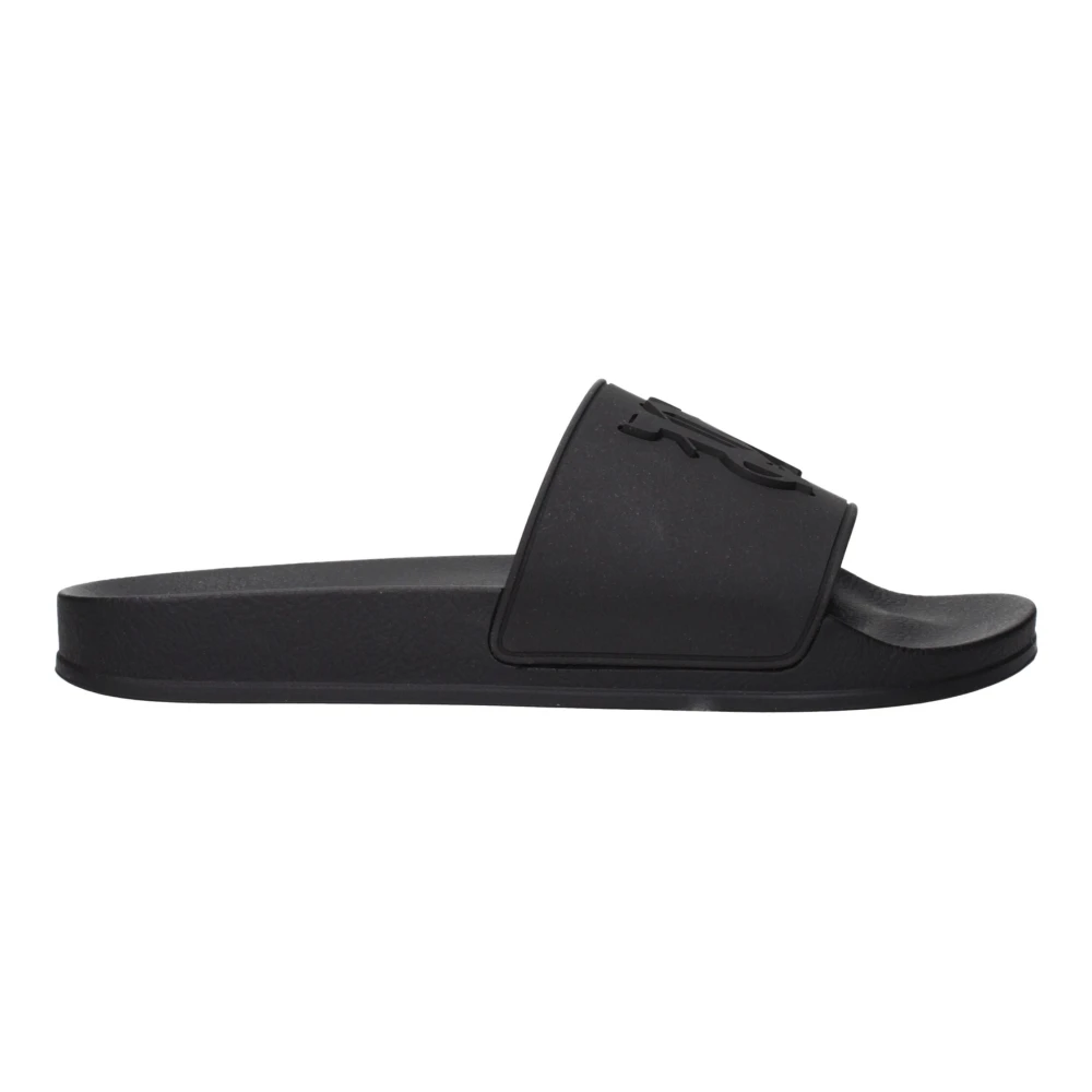 Palm Angels Men's Black Cotton Slippers Sandals With Logo
