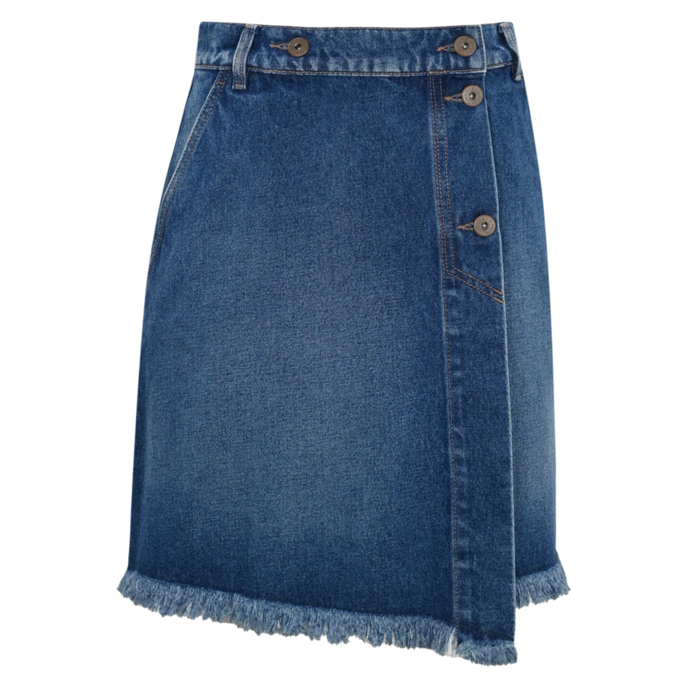 Max Mara Weekend Denim Omslagrok met Franjes Blue Dames