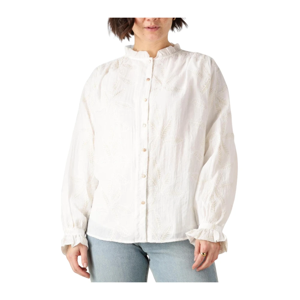 Nukus Witte Geborduurde Blouse White Dames