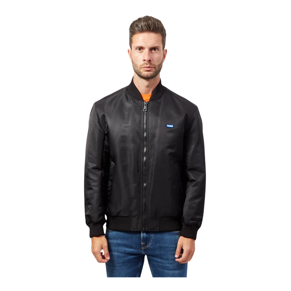 Hugo Boss Zwarte Leren Jas Regular Fit Black Heren