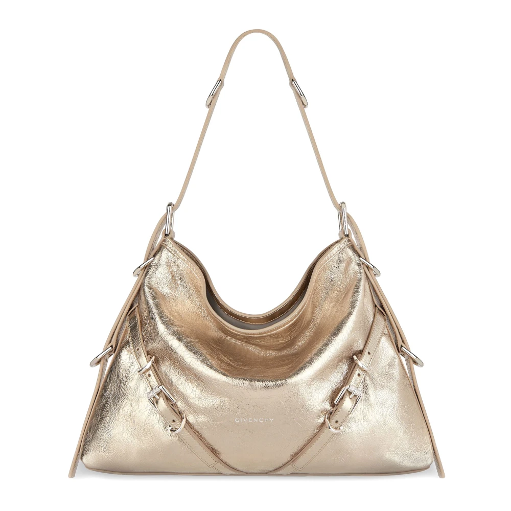 Givenchy Voyou Medium Metallic Leather Shoulder Bag Yellow Dames