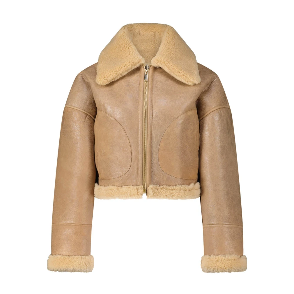 Halfboy Omkeerbare Aviator Leren Jas Brown Dames