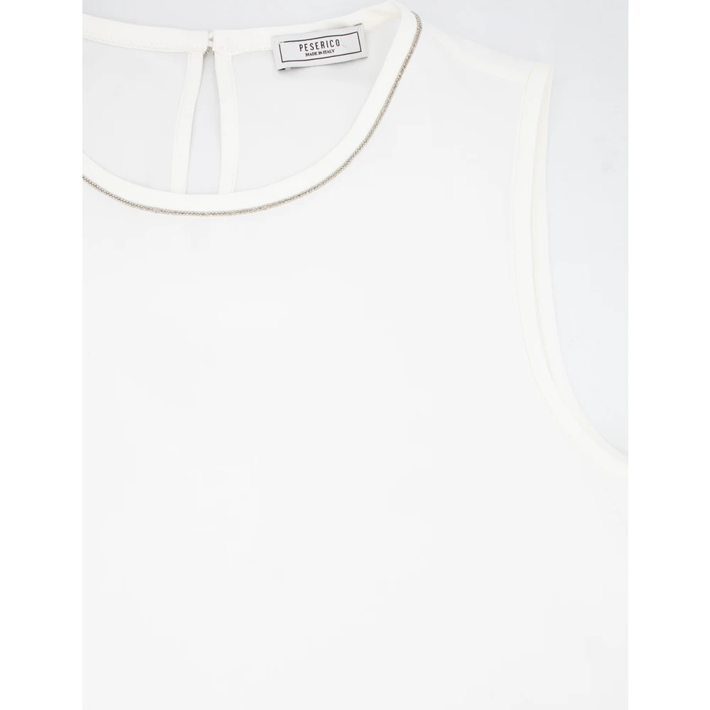 PESERICO Lurex Crew-Neck Top White Dames