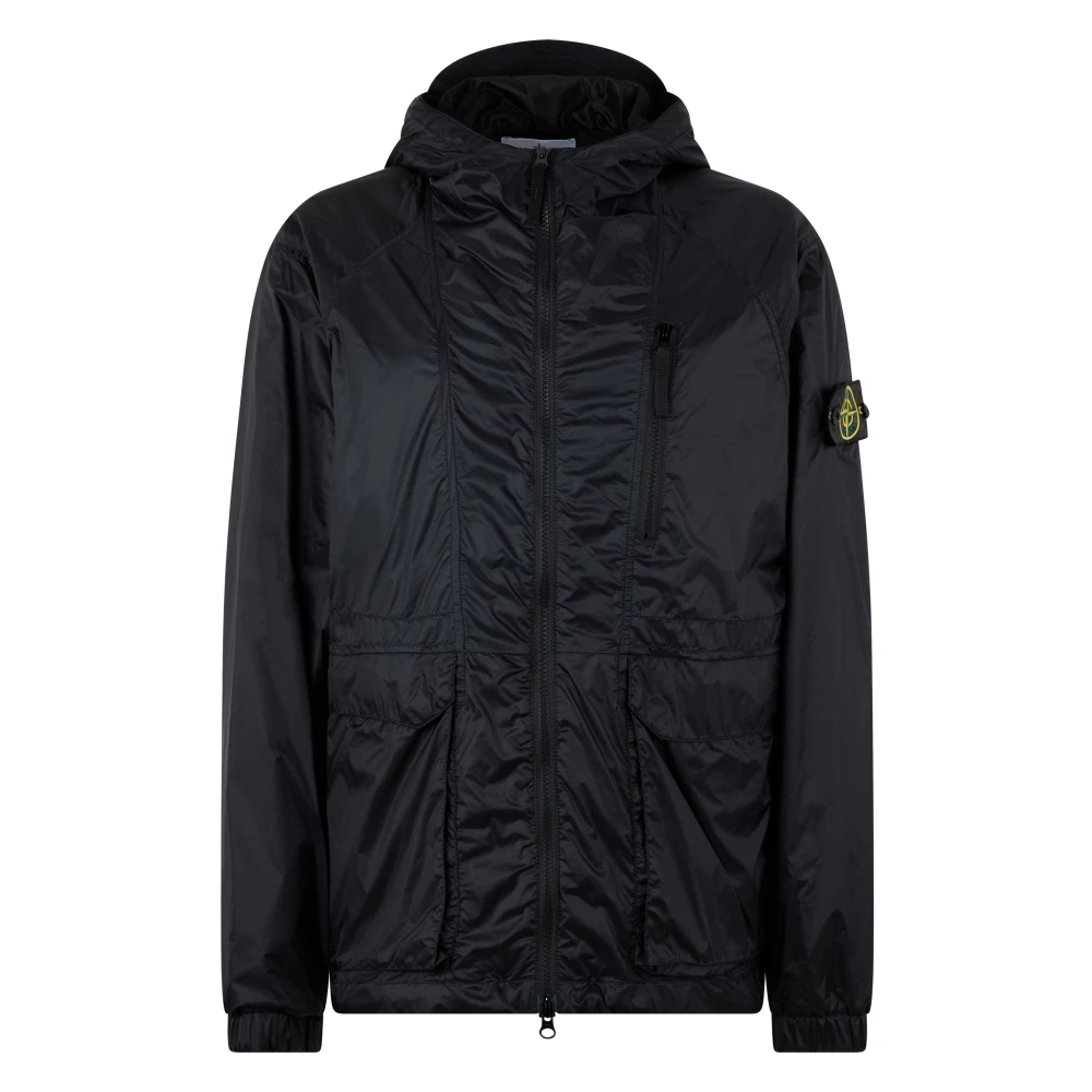Stone Island Men's Black Light Ripstop Cordura Jacket - Windbreakers - Xl - Sport