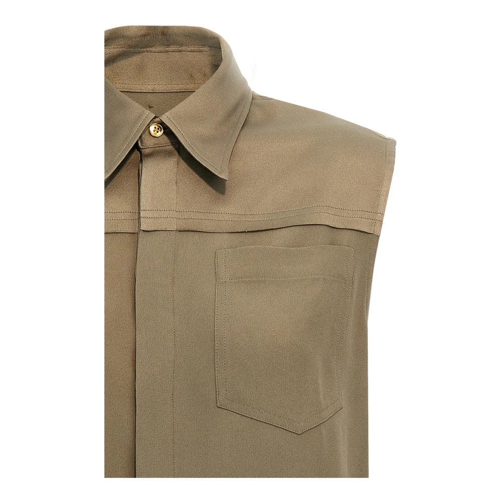 Ami Paris Groene mouwloze shirt met borstzak Green Dames