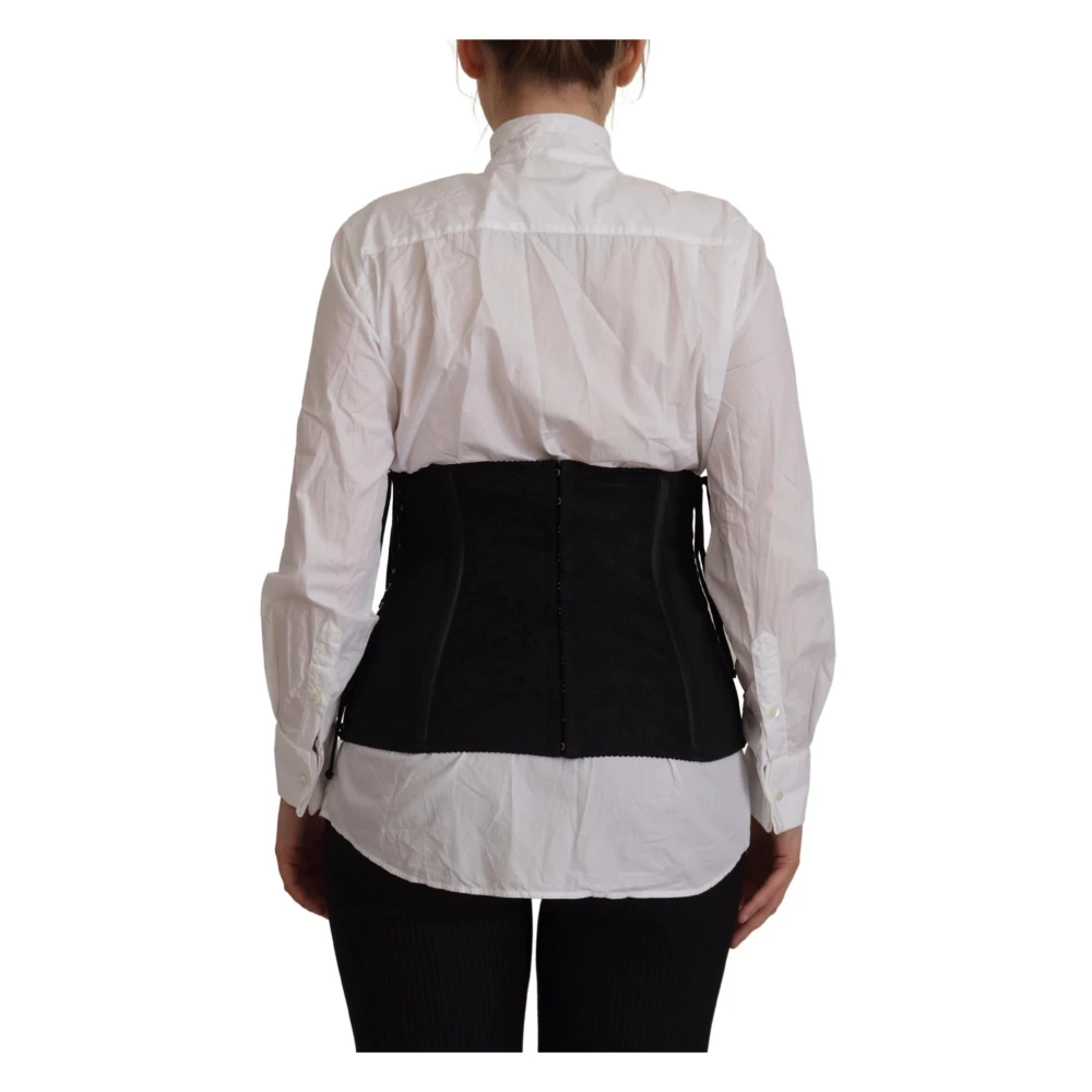Dolce & Gabbana Zwart Korset Taille Band Top White Dames