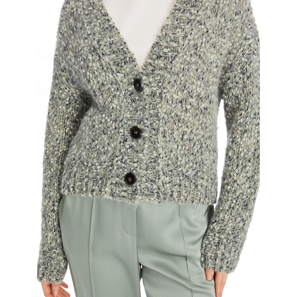 Marc Cain Oversized Cardigan met Lurex Details Gray Dames