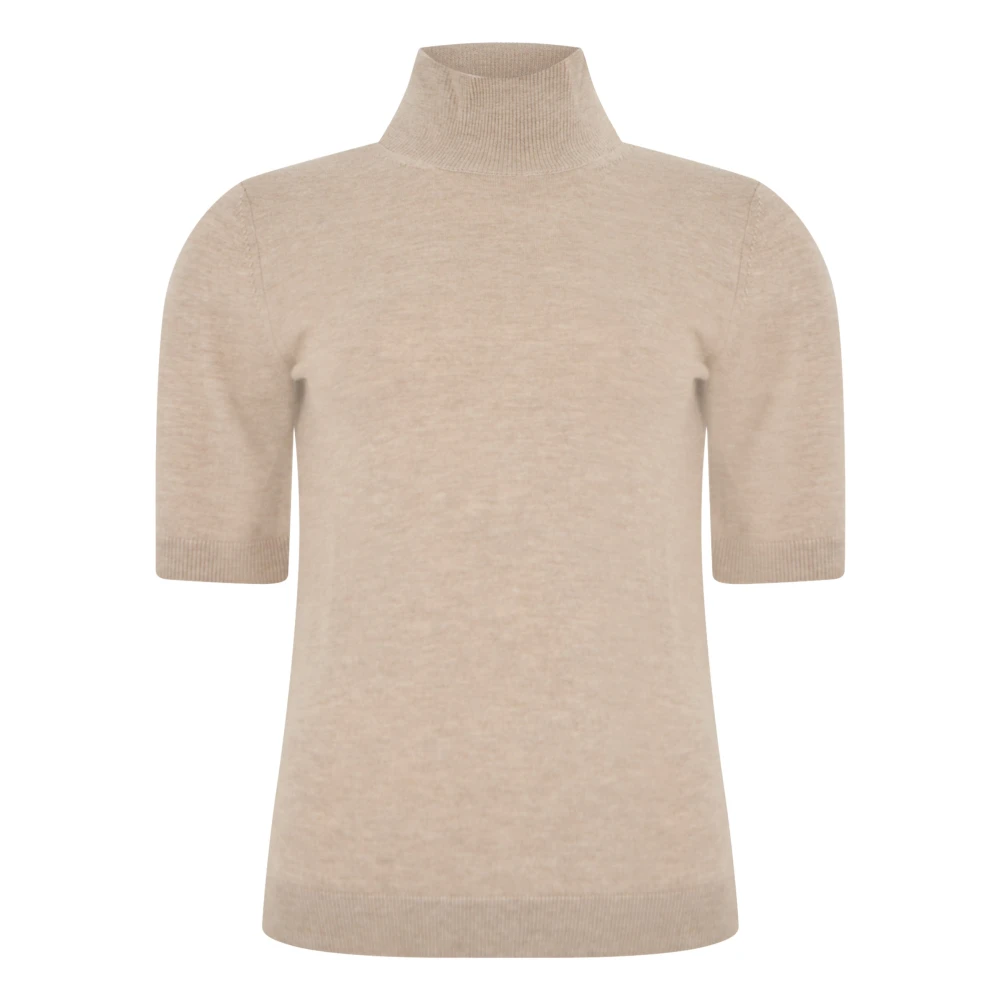 Max Mara , Turtlenecks, Female, Beige, Xs, Short-Sleeve Turtleneck Jumper