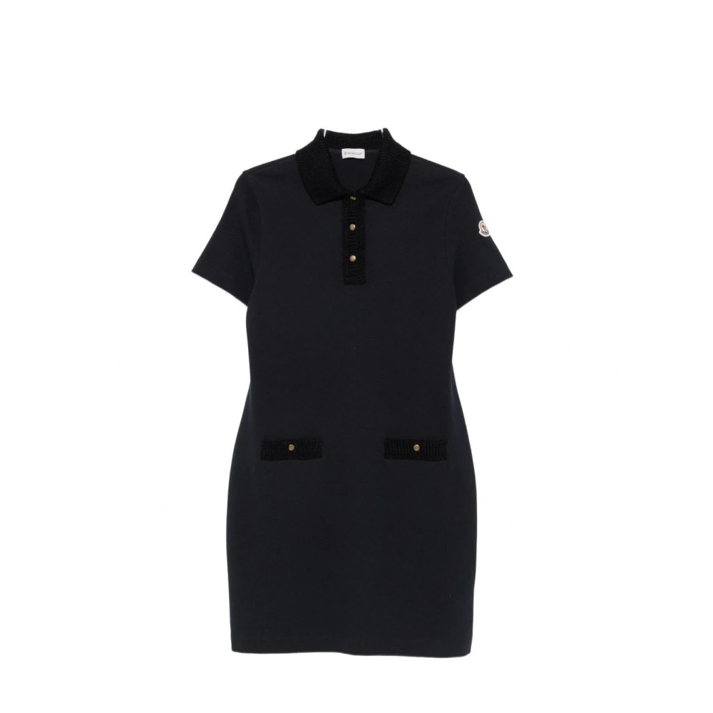 Moncler Piqué Polo Shirt Dress - Female - Shirt Dresses - Blue - S - Dresses