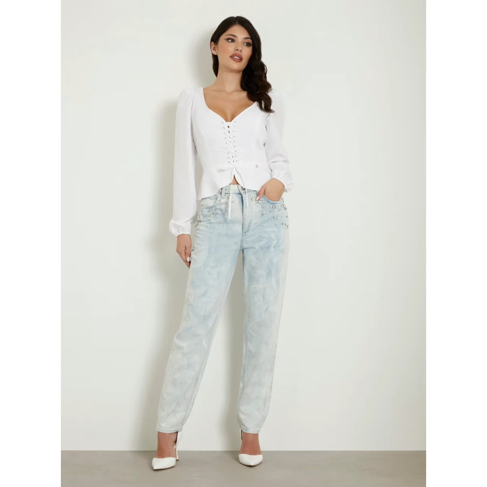 Guess Mom Jeans Lichtblauw Blue Dames