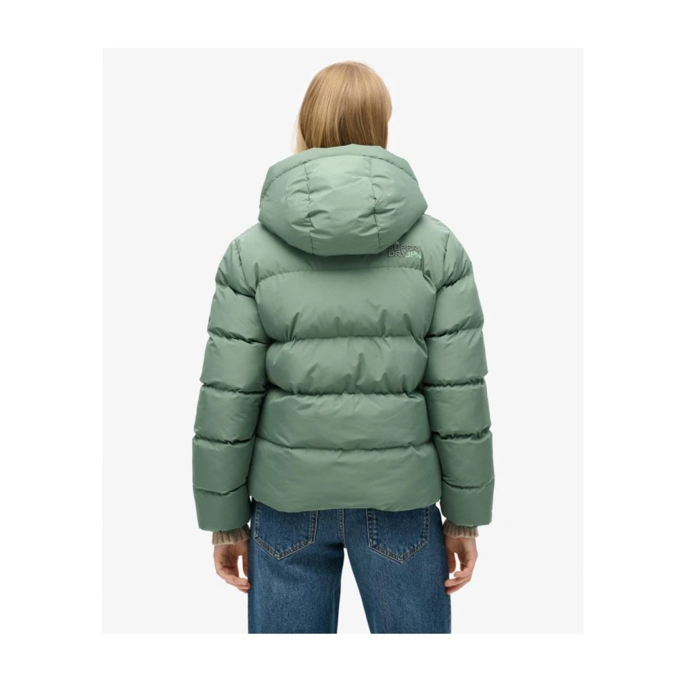 Superdry Gerecyclede Polyester Gewatteerde Hoodie Jas Green Dames