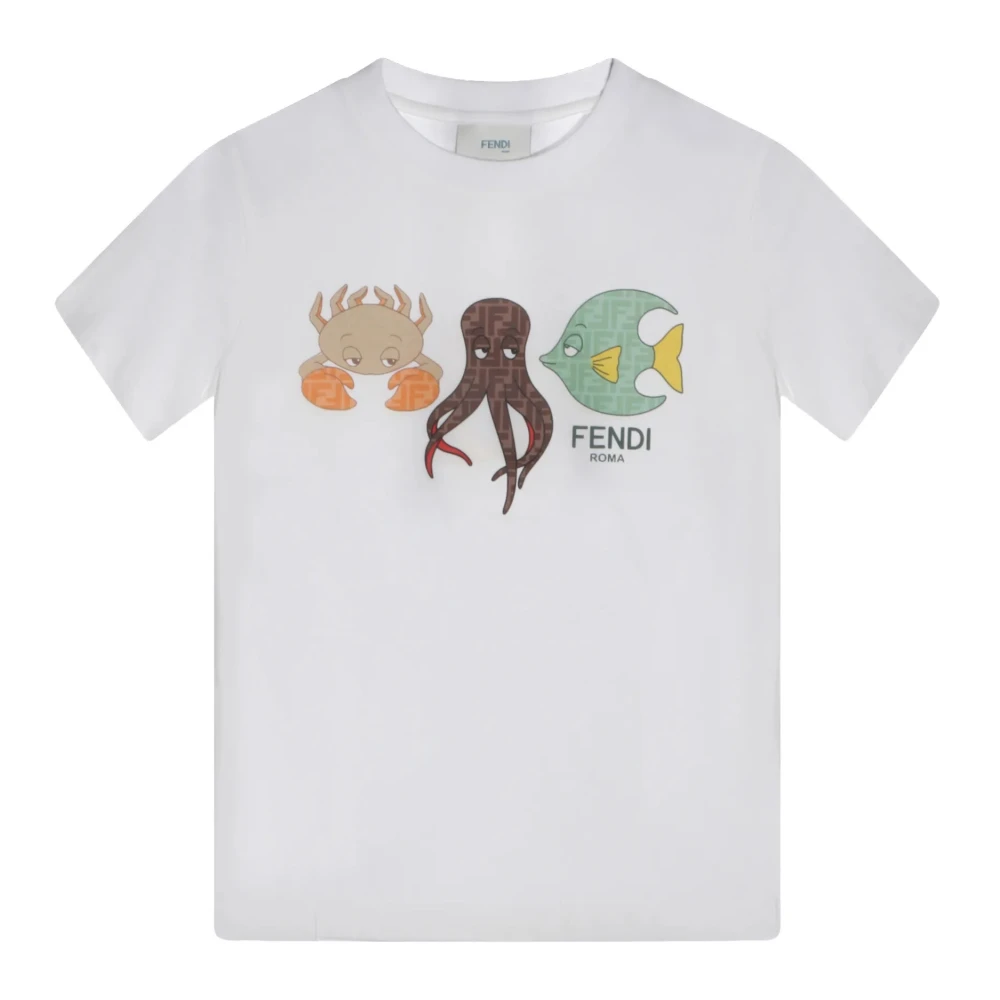 Fendi Unisex White Crew Neck T-Shirt