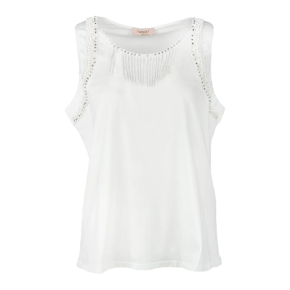 Twinset Katoenen Mouwloze Top White Dames