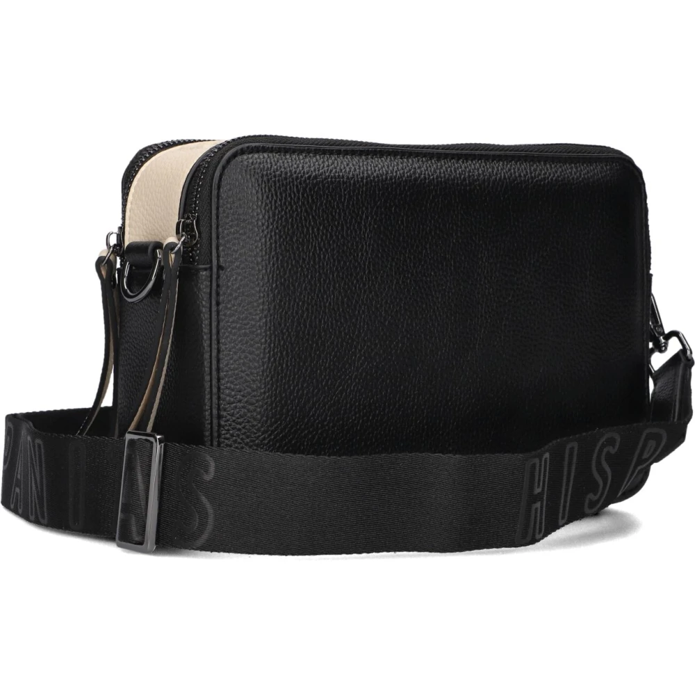 Hispanitas Zwarte Leren Schoudertas Black Dames