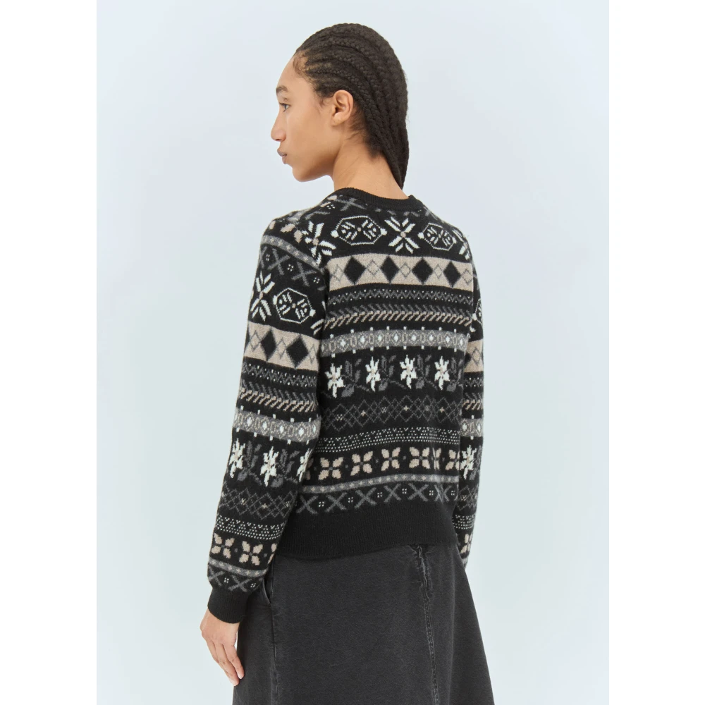 Skall Studio Grafische Jacquard Wollen Trui Black Dames