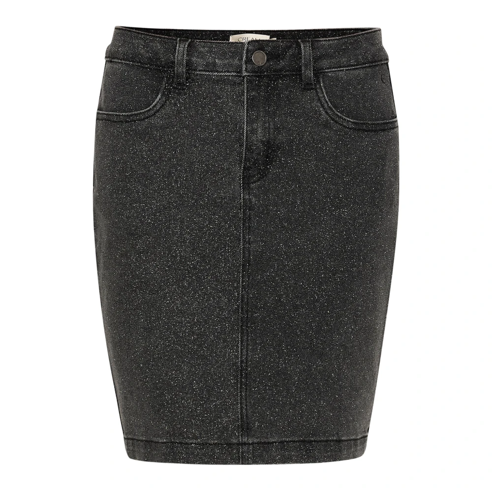 Cream Zwart Glitter Denim Rok Black Dames