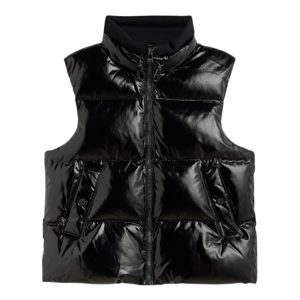 Karl Lagerfeld Zilveren Rits Gewatteerd Vest Black Dames