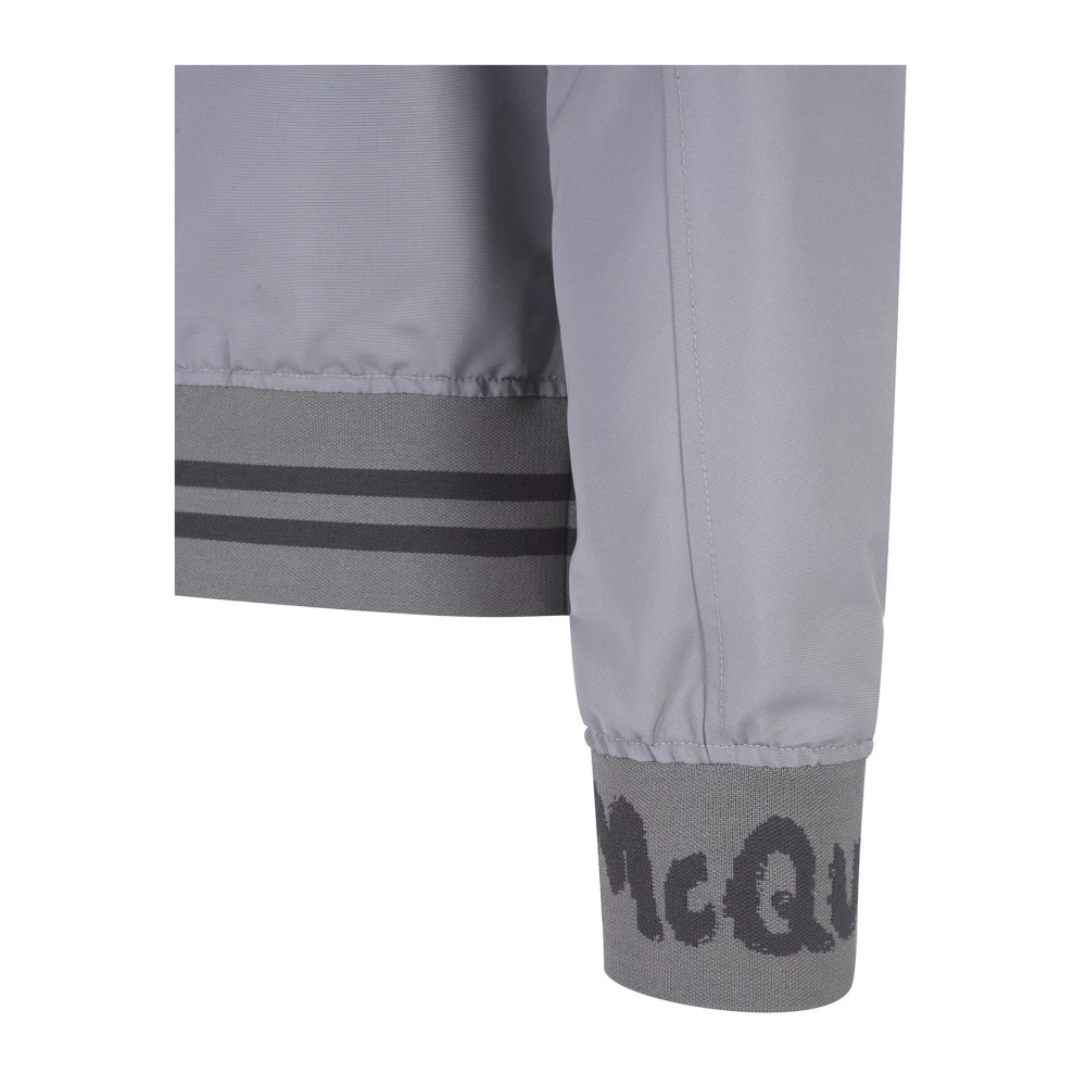 alexander mcqueen Grijze Jas Aw23 Polyester Ribboorden Gray Heren