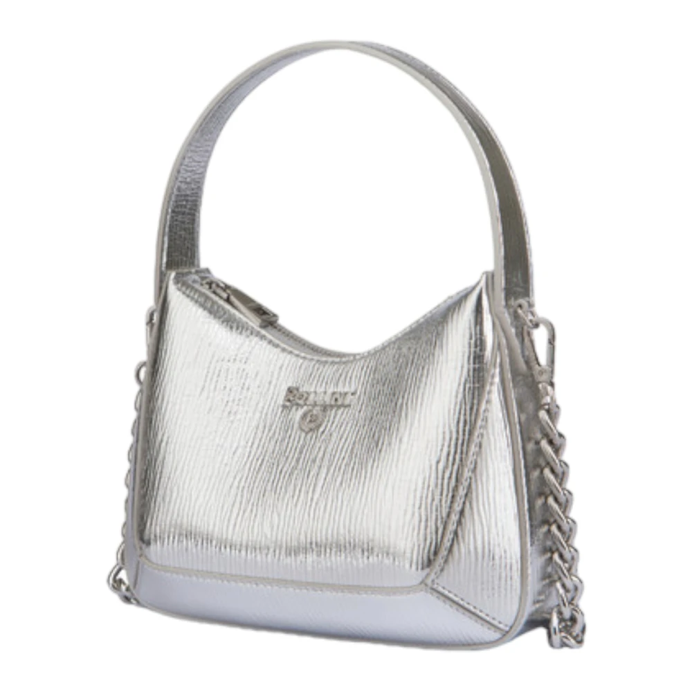 Pollini Zilveren Mini Tas met Kettingriem Gray Dames