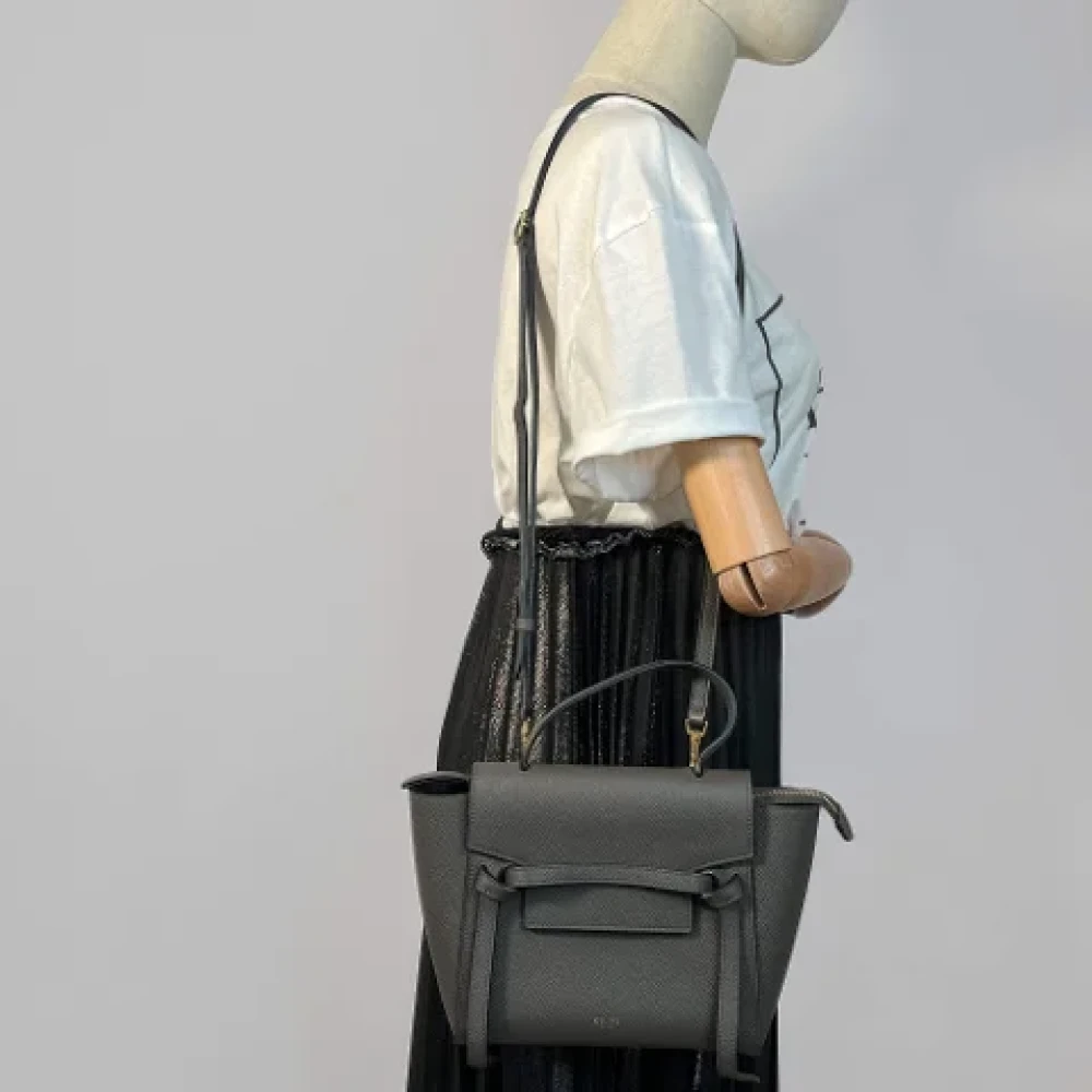 Celine Vintage Pre-owned Leather handbags Gray Dames